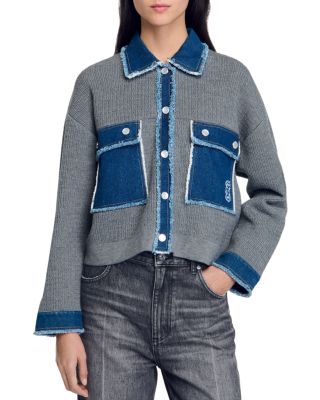 Sandro John Mixed Media Cardigan | Bloomingdales