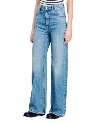 Sandro - Tyler High Rise Wide Leg Jeans in Blue Jean