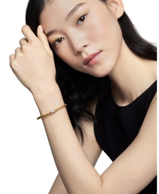 X Cablespira&reg; Station Bracelet in 18K Yellow Gold with Pav&eacute; Diamonds, 4mm