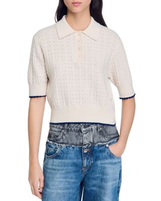 Sandro Poppy Pointelle Knit Sweater