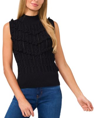 CeCe - Ruffled Sleeveless Sweater