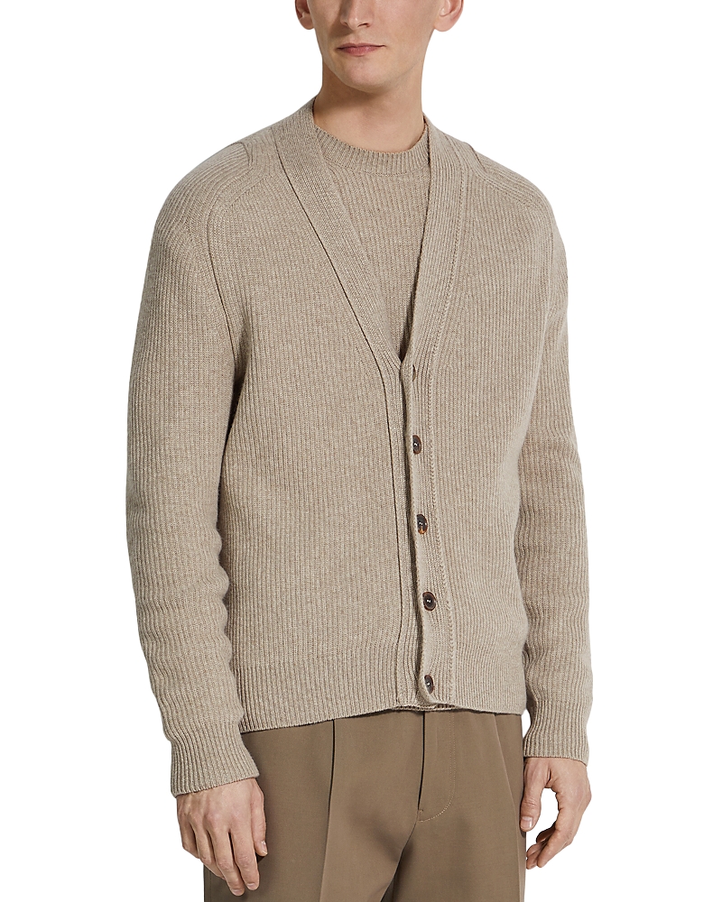 Zegna Oasi Cashmere Cardigan In Light Taupe
