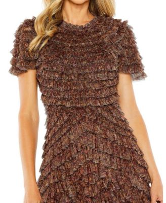 Ruffle Tiered High Neck Dress