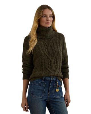 Ralph Lauren - Aran Knit Wool Blend Turtleneck Sweater