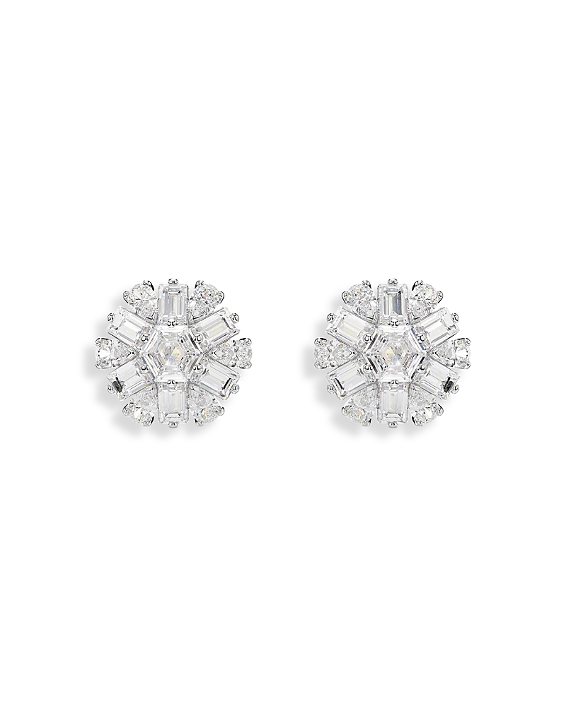 Swarovski Womens White Idyllia Rhodium-plated And Zirconia Stud Earrings In Silver