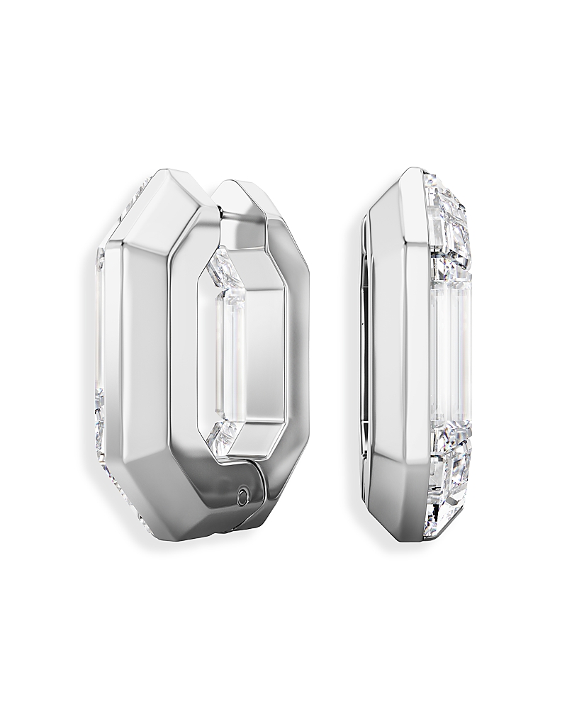 Swarovski Lucent Octagon Hoop Earrings In Silver