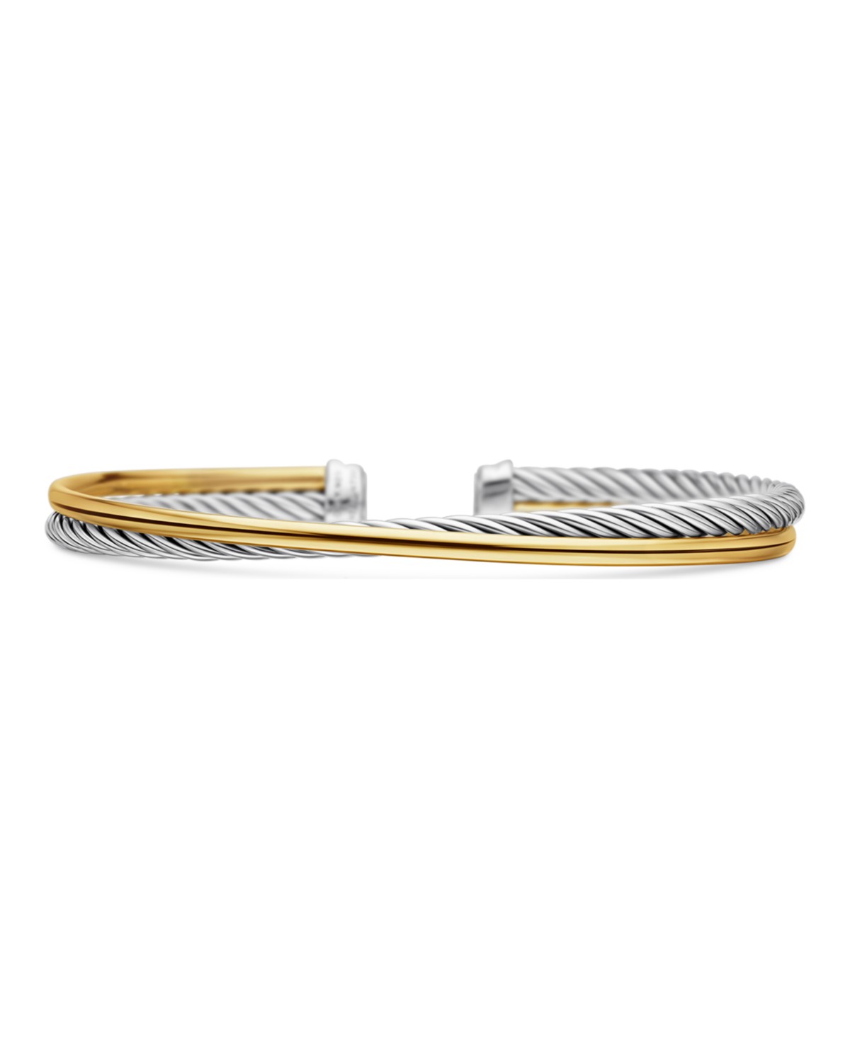 David Yurman Crossover Bracelet in Sterling Silver with 18K Yellow Gold, 3mm in Gold/Silver