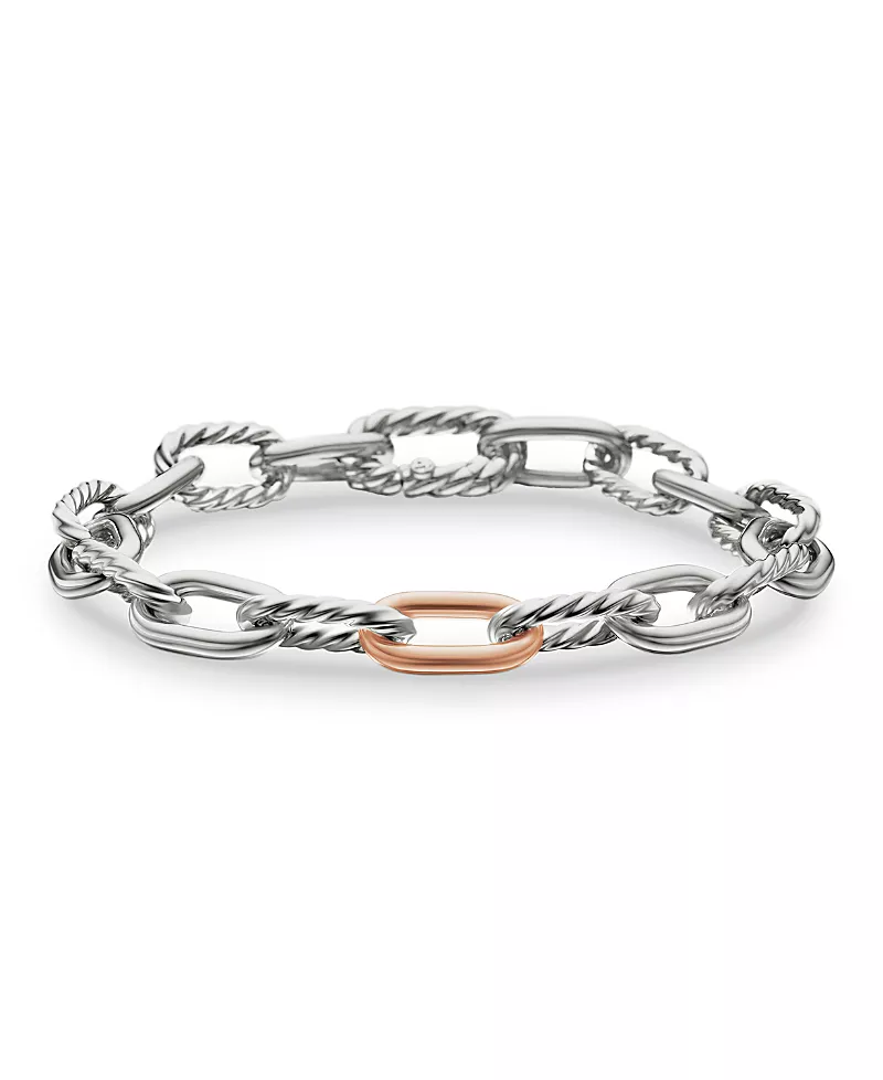 David Yurman 18K Rose Gold & Sterling Silver Dy Madison Link Bracelet, 8.5mm