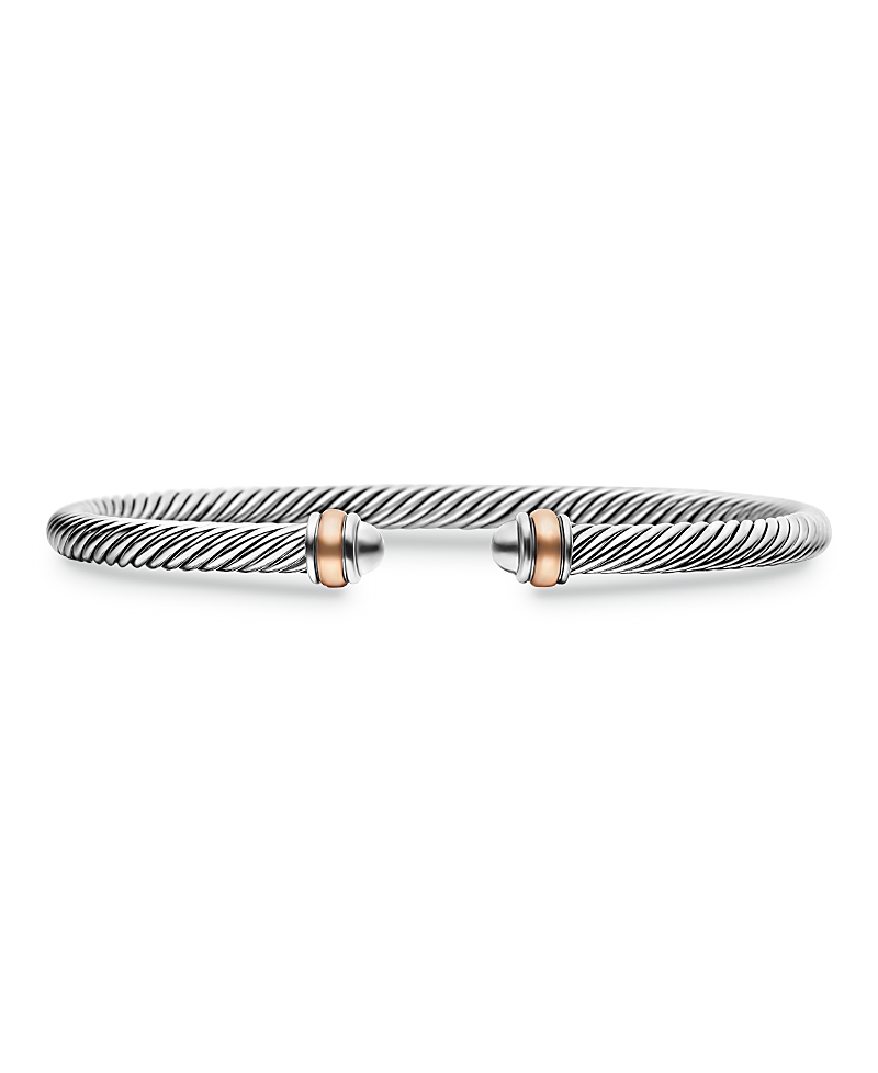 David Yurman Classic Cable Bracelet in Sterling Silver with 18K Rose Gold, 4mm
