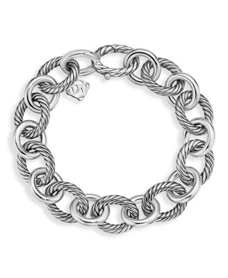 Oval Link Chain Bracelet in Sterling Silver, 12mm