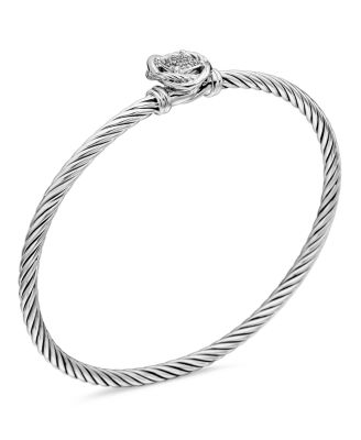 Infinity Bracelet in Sterling Silver with Diamonds, 3mm
