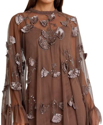 【Mac Duggal】Embellished Long Flare Sleeve Dress 関税送料込 Mac Duggal Embellished Long Flare Sleeve Mesh A-Line Dress