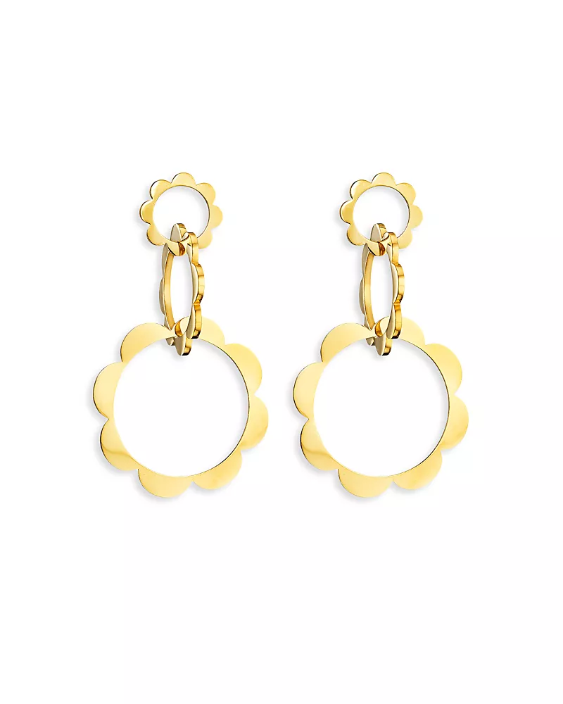Cadar 18K Yellow Gold Bloom Trio Unity Flower Drop Earrings