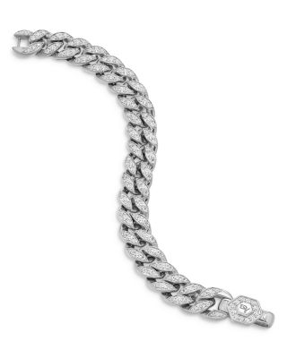 Curb Chain Bracelet in Sterling Silver with Diamonds