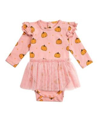 Sweet Wink Girls' Pumpkin Blush Long Sleeve Tutu Bodysuit - Baby