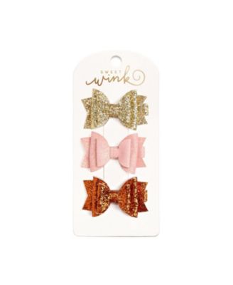 Sweet Wink - Girls' Golden Blush Bow Clip Set - Little and Big Kid