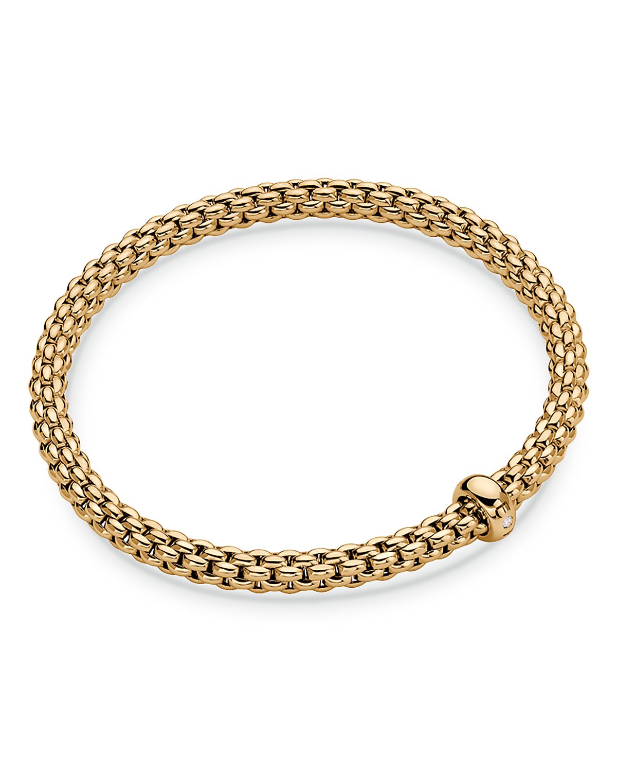 Fope 18K Yellow Gold Solo Diamond Accented Rondelle Flex Bracelet