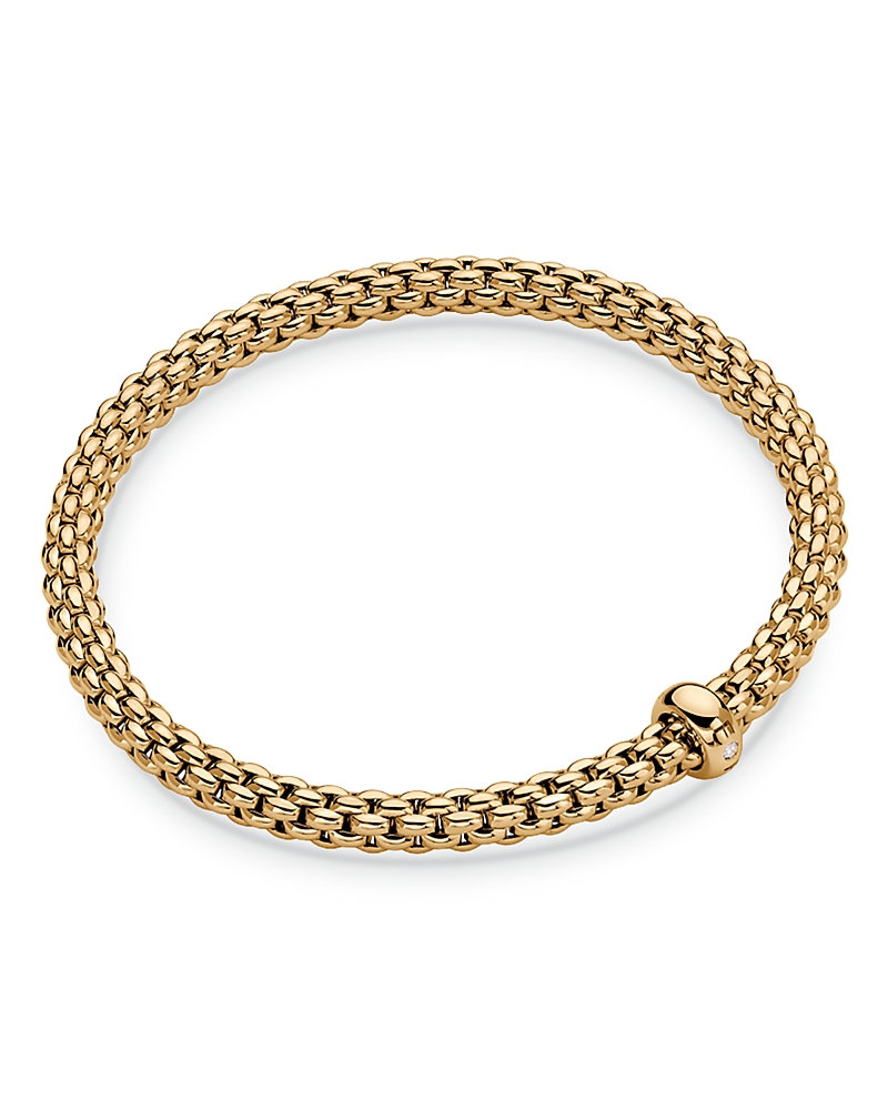 Fope 18K Yellow Gold Solo Diamond Accented Rondelle Flex Bracelet