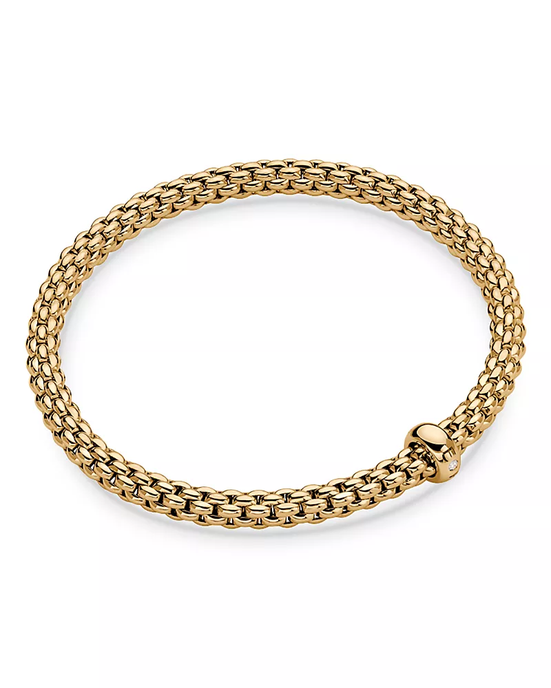Fope 18K Yellow Gold Solo Diamond Accented Rondelle Flex Bracelet