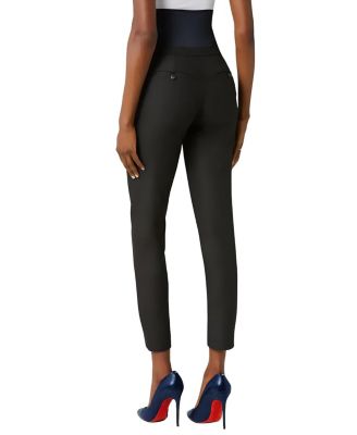 Women s Slim Leg Over-Belly Maternity Dress Pants in Black Italian Stretch Suiting Fabric