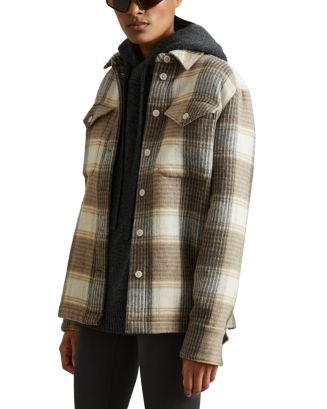 REISS Phoebe Check Shacket | Bloomingdale's