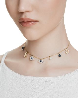 Symbolica Crystal & Imitation Pearl Adjustable Choker Necklace in Gold Tone, 16.5"-20.5"