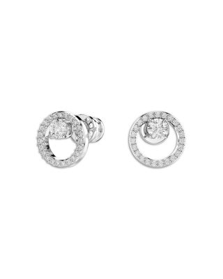 Constella Crystal Circle Stud Earrings in Rhodium Plated
