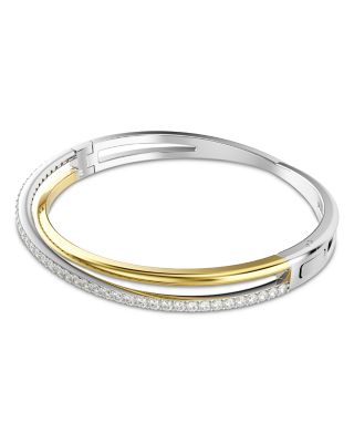 Hyperbola Crystal Double Row Bangle Bracelet in Gold Tone & Rhodium Plated