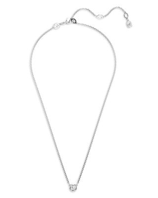 Imber Crystal Pendant Necklace in Rhodium Plated, 14.87"-16.87"