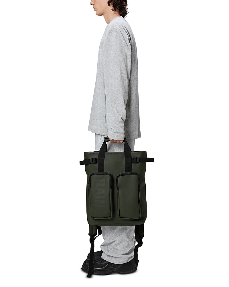 RAINS TXL FAUX LEATHER WATERPROOF TOTE BACKPACK