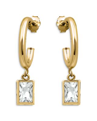 Aqua Baguette Drop Hoop Earrings - Exclusive