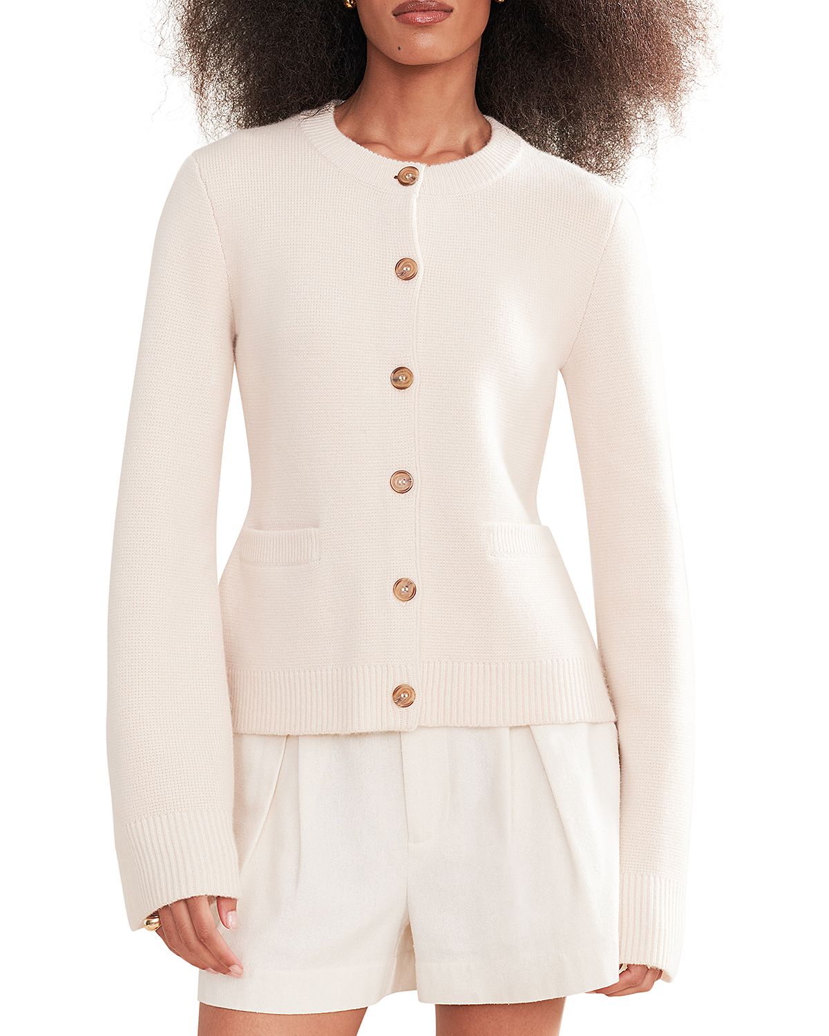 Jenni Kayne Cooper Wool Blend Crewneck Cardigan Sweater