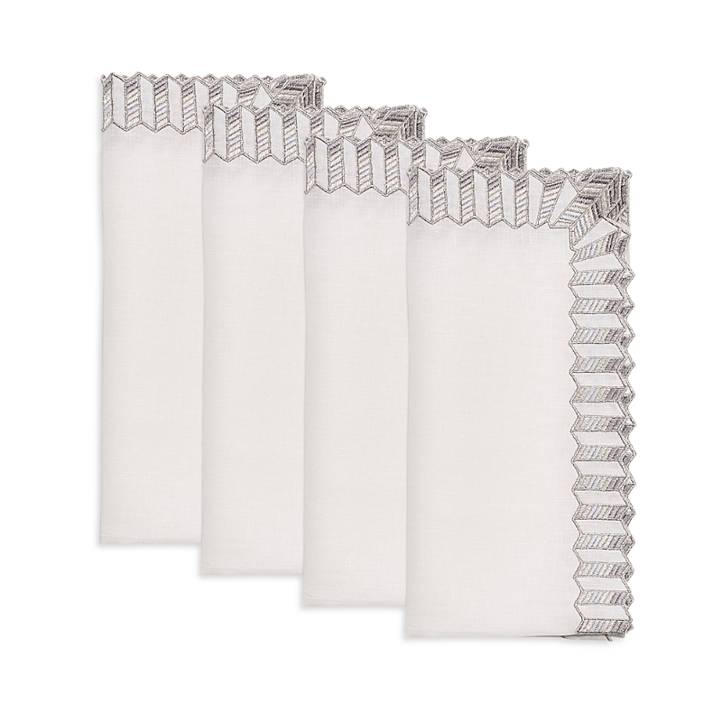 Kim Seybert Baccarat X Etoile Napkin, Set Of 4 In A Gift Box In White/silver