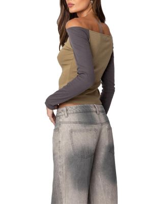 Contrast Off Shoulder Top