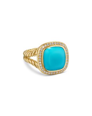 David Yurman - Albion&reg; Ring in 18K Yellow Gold with Turquoise and Diamonds, 11mm