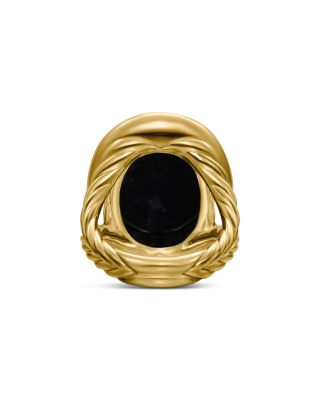 Albion&reg; Oval Ring in 18K Yellow Gold with Black Onyx and Diamonds, 21mm