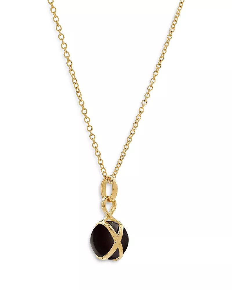L. Klein 18K Yellow Gold Prisma Black Agate Small Pendant Necklace, 16