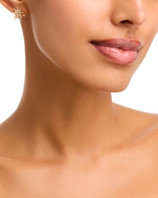 Diamond Starburst Drop Earrings in 14K Yellow Gold, 0.24 tcw