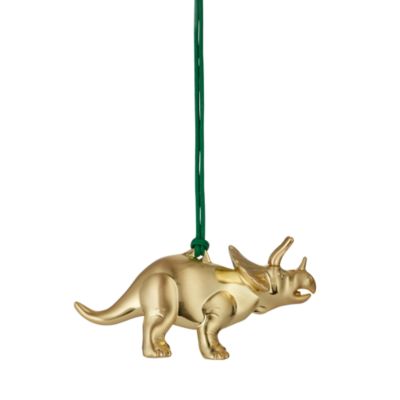 Christmas Triceratops Gold Tone Ornament