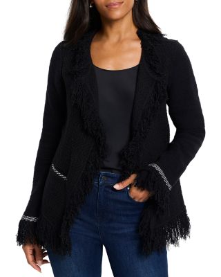 Nic+Zoe Statement Fringe Mix Knit Jacket