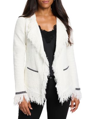 Nic+Zoe Statement Fringe Mix Knit Jacket