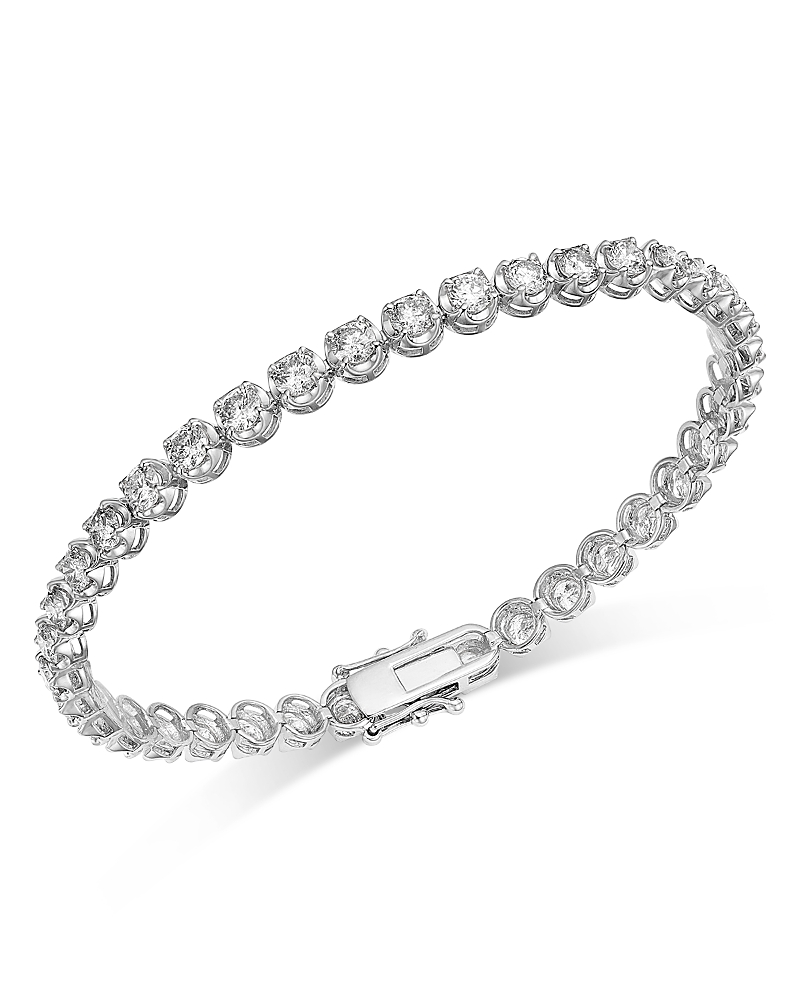 Bloomingdale's Fine Collection Crown Set Diamond Tennis Bracelet in 14K White Gold, 6.0 tcw