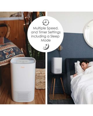 Crane Air Purifier with True HEPA Filter, UV Light, 250 Sq Feet Coverage, Timer Function, Sleep Mode, Washable Particle Filter, EE-5067