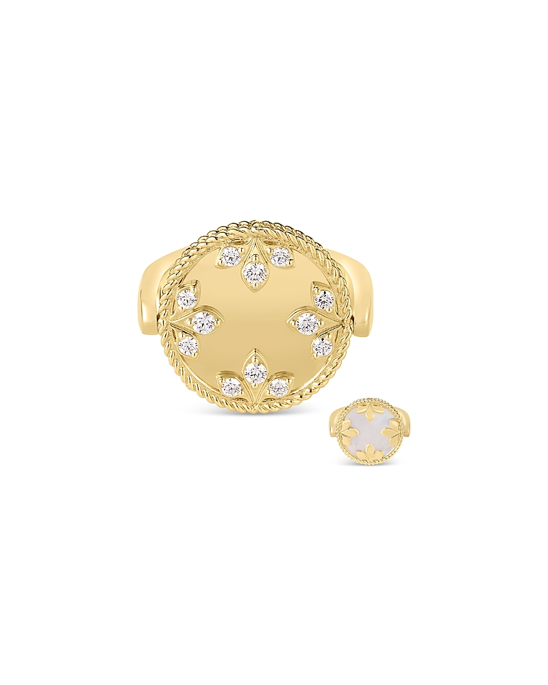 Roberto Coin 18k Yellow Gold Mother Of Pearl Venetian Princess Medallion Ring, 0.28 Ct. T. W. In Gold