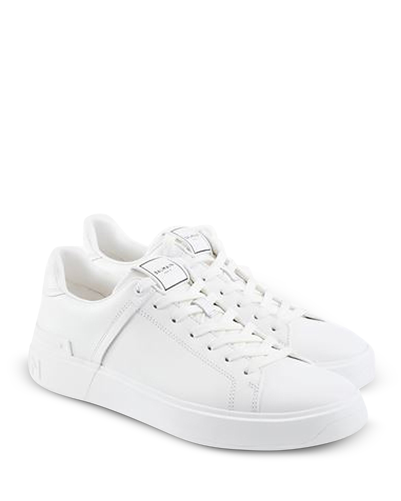 Balmain B-court White Low Top Sneakers With Logo Patch On The Tongue In Leather Man In Multi