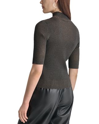 Mock Neck Ribbed Sweater