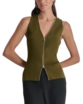 Dkny Sleeveless Two Way Zip Sweater