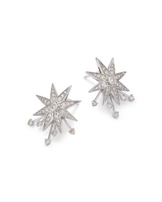 Diamond Starburst Statement Earrings in 14K White Gold. 0.79 tcw