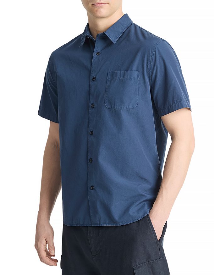 Vince Garment Dye Poplin Short Sleeve Shirt | Bloomingdale's