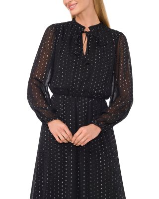 Tie Neck Balloon Sleeve Maxi Dress